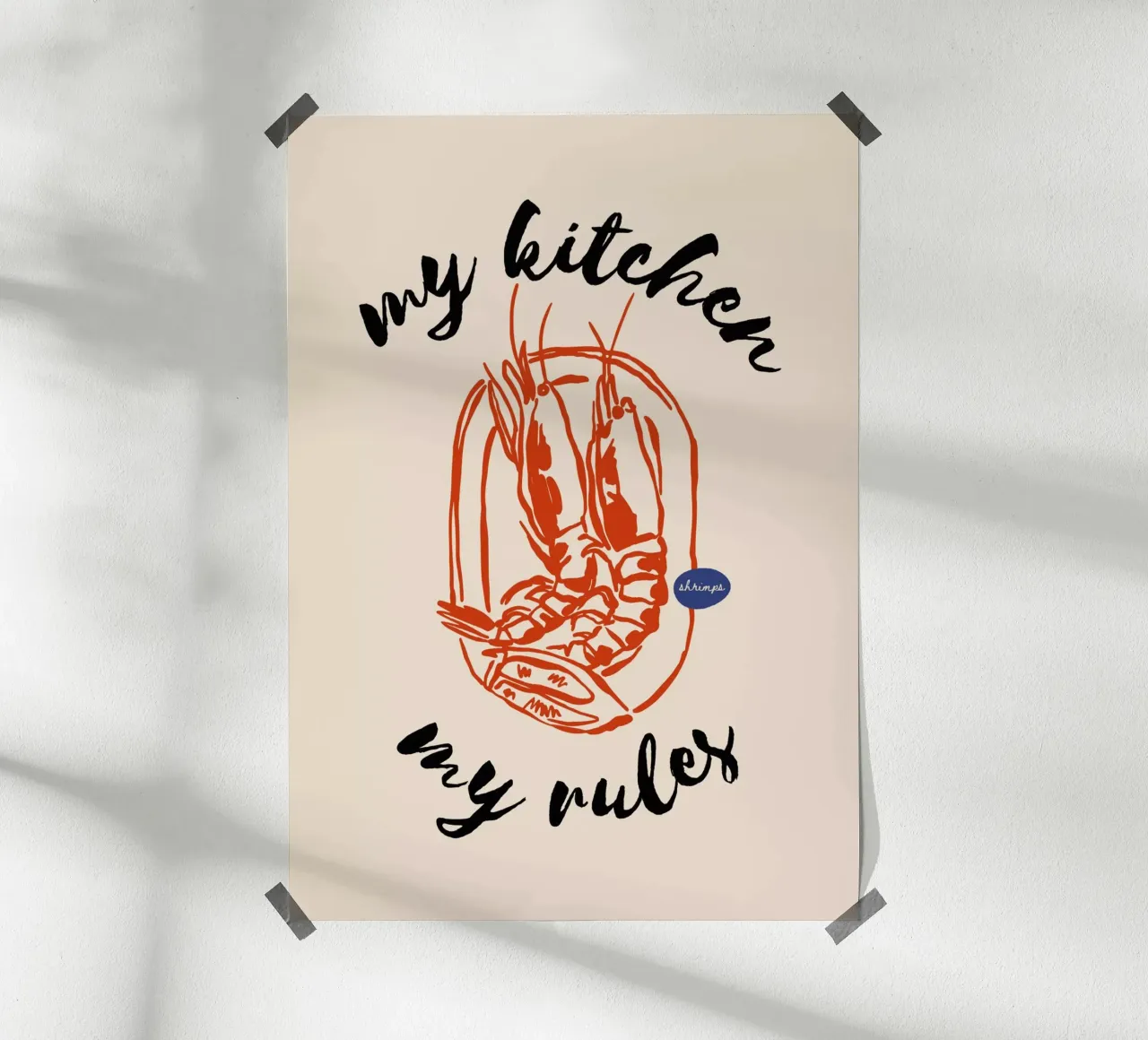 Boho Food 7 Kitchen Rules poster con telaio in alluminio da Boho Print Collection