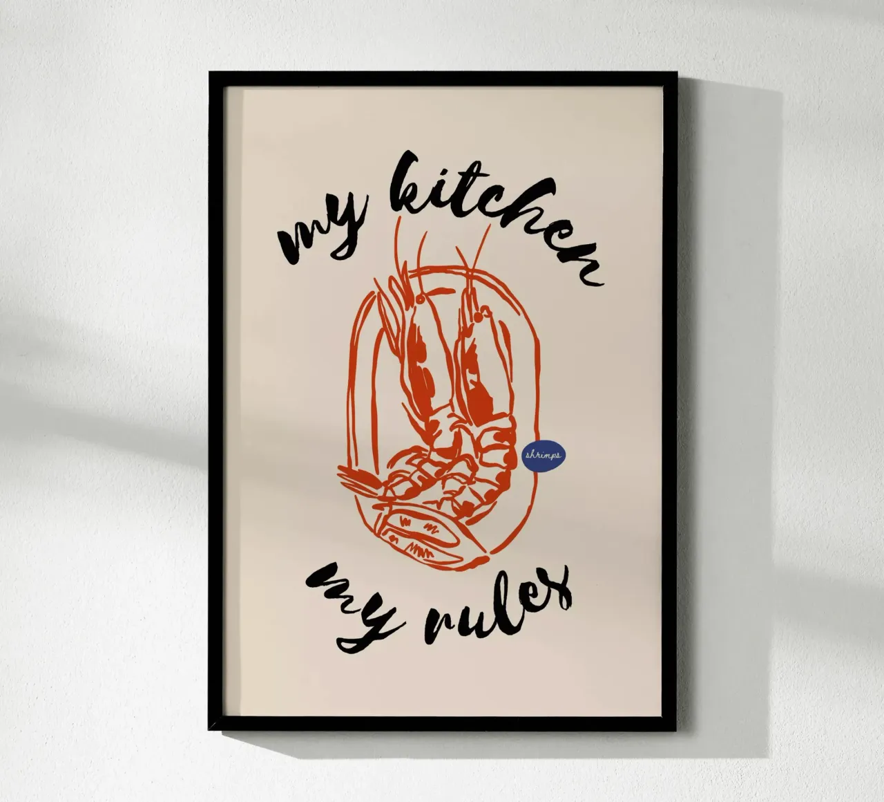 Boho Food 7 Kitchen Rules poster con telaio in alluminio da Boho Print Collection