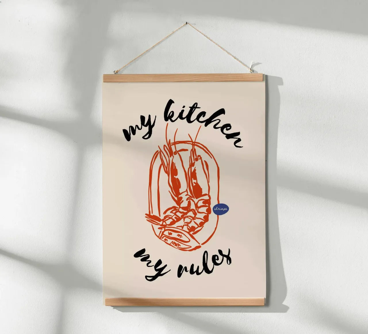 Boho Food 7 Kitchen Rules poster con telaio in alluminio da Boho Print Collection