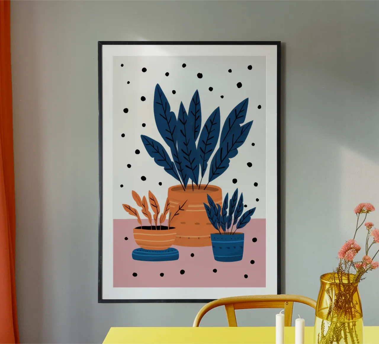 Pianta a pois poster con telaio in legno da Enter Bloom