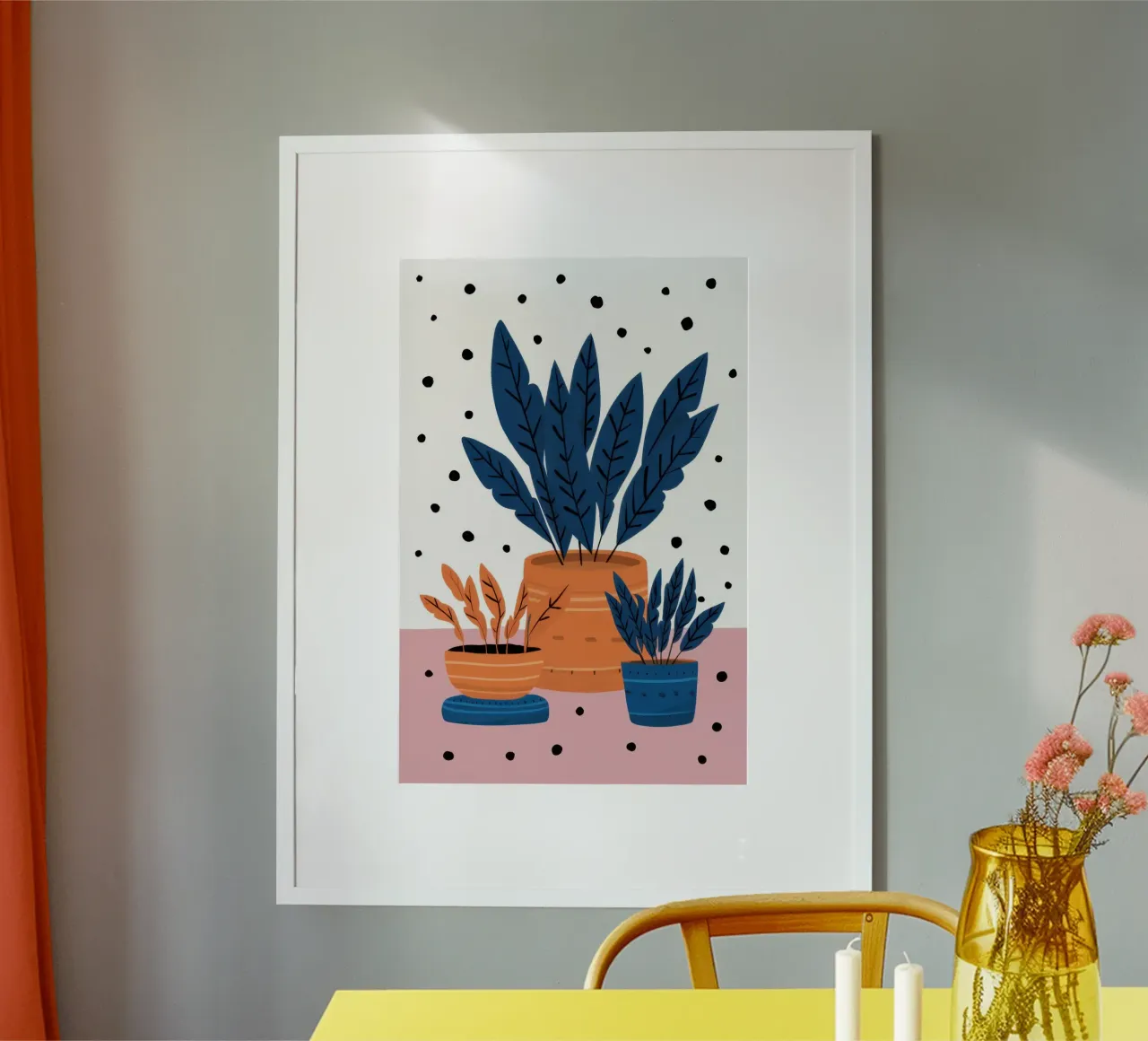 Pianta a pois poster con telaio in legno da Enter Bloom