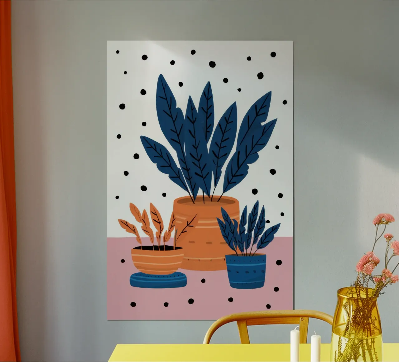Pianta a pois poster con telaio in legno da Enter Bloom