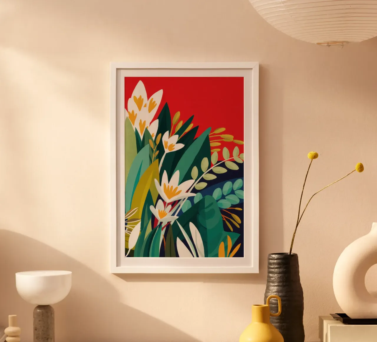 Cremisi - Quiete floreale poster con telaio in plastica da Moon Revolver