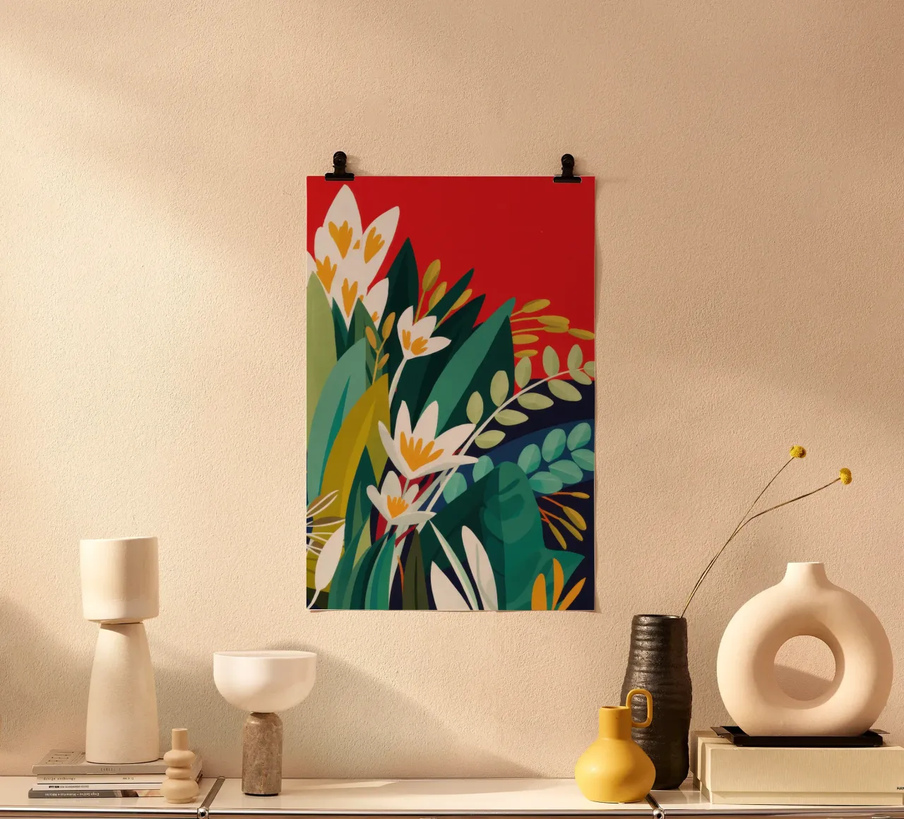 Cremisi - Quiete floreale poster con telaio in plastica da Moon Revolver