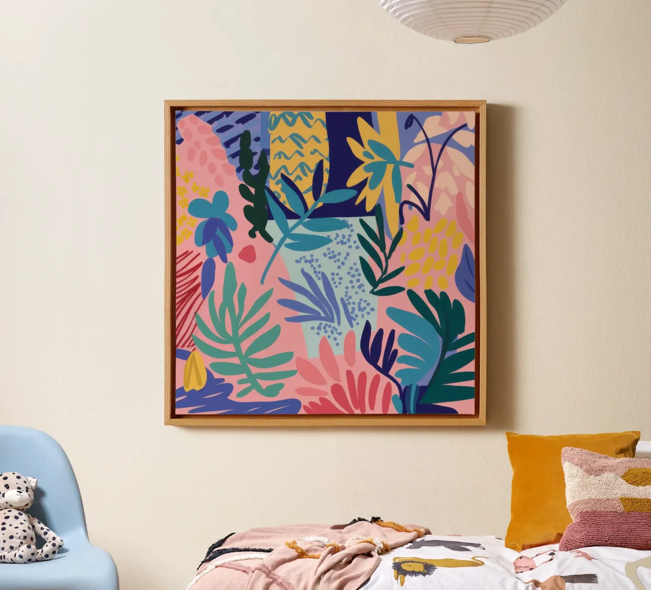 Nocturnal Jungle Pattern canvas with Floater frame by Enter Bloom