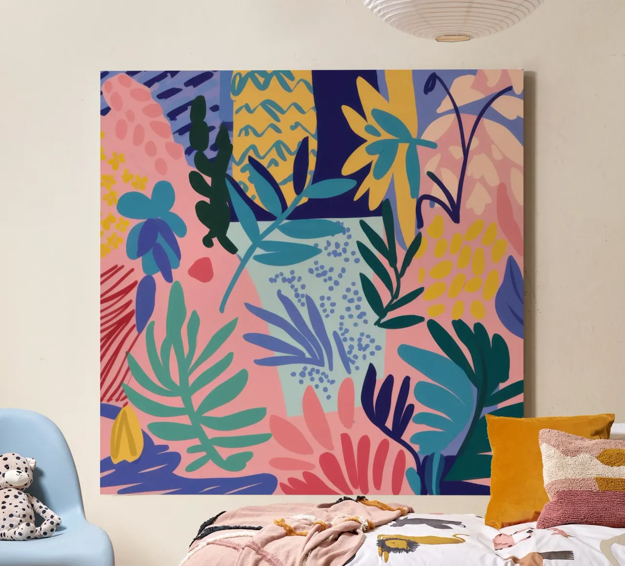 Nocturnal Jungle Pattern canvas with Floater frame by Enter Bloom