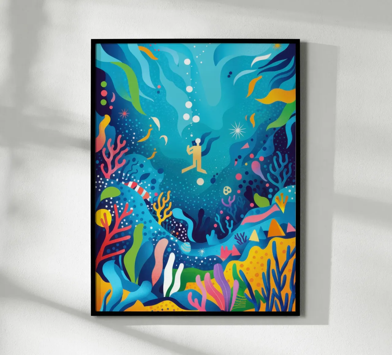 Immersione nel sogno subacqueo poster con telaio in legno da Orchid Patina