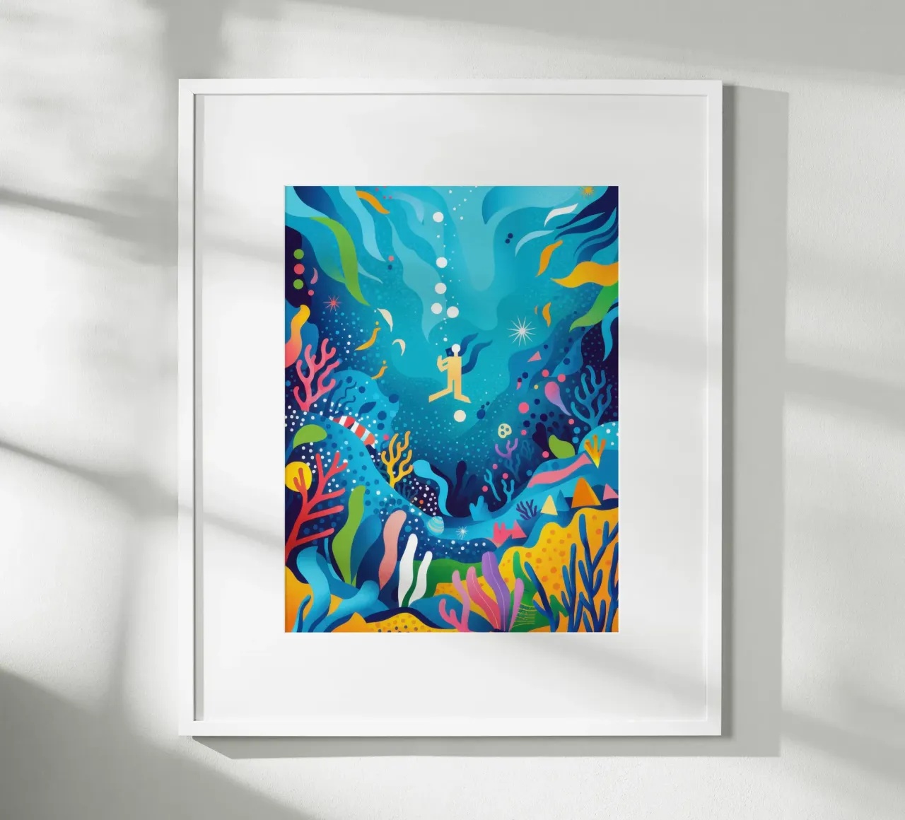 Immersione nel sogno subacqueo poster con telaio in legno da Orchid Patina