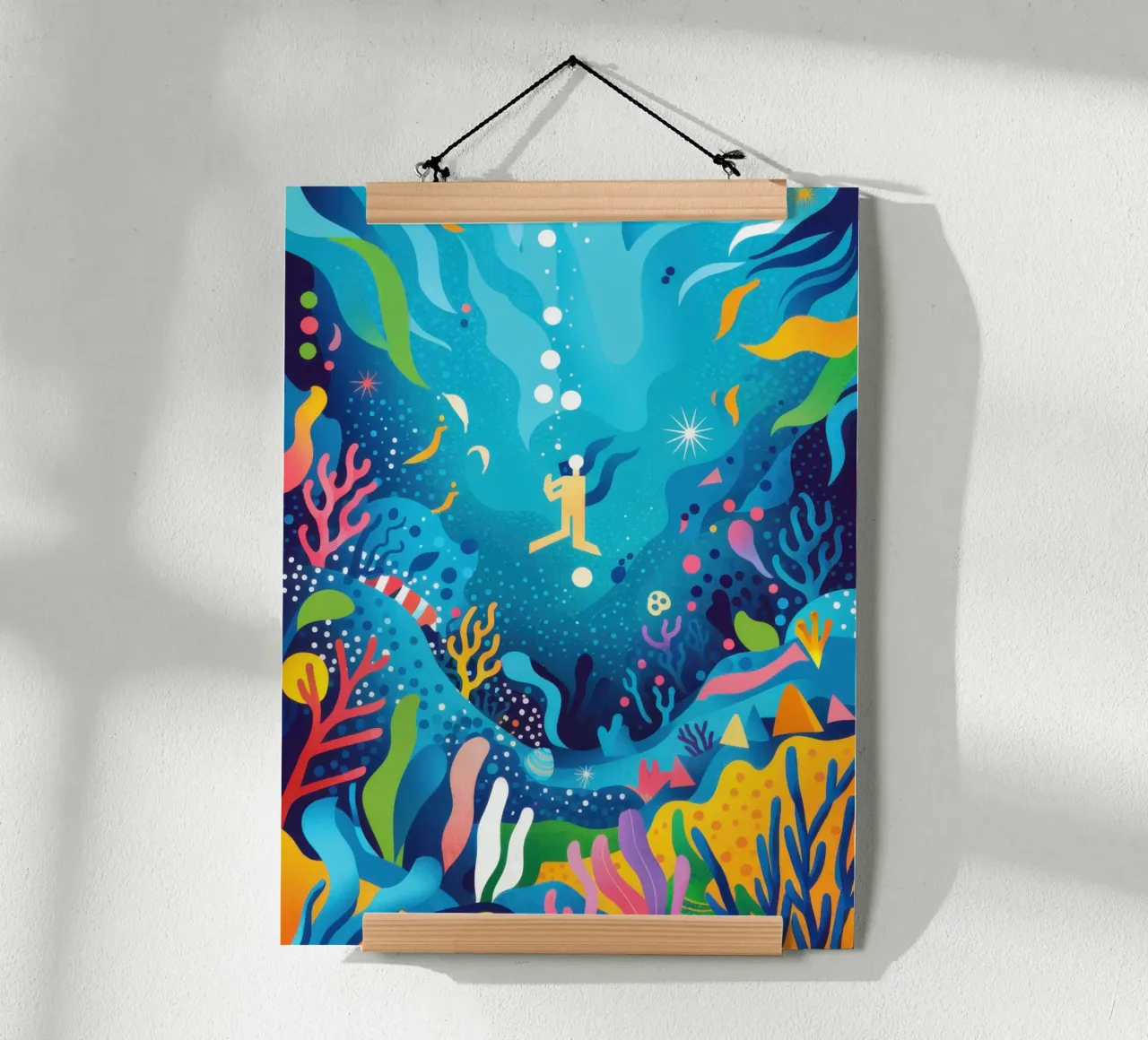 Immersione nel sogno subacqueo poster con telaio in legno da Orchid Patina