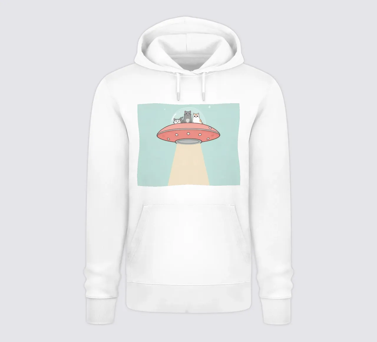 Gatti carini in rosa UFO con fascio di luce felpa con cappuccio da DesignDoodle