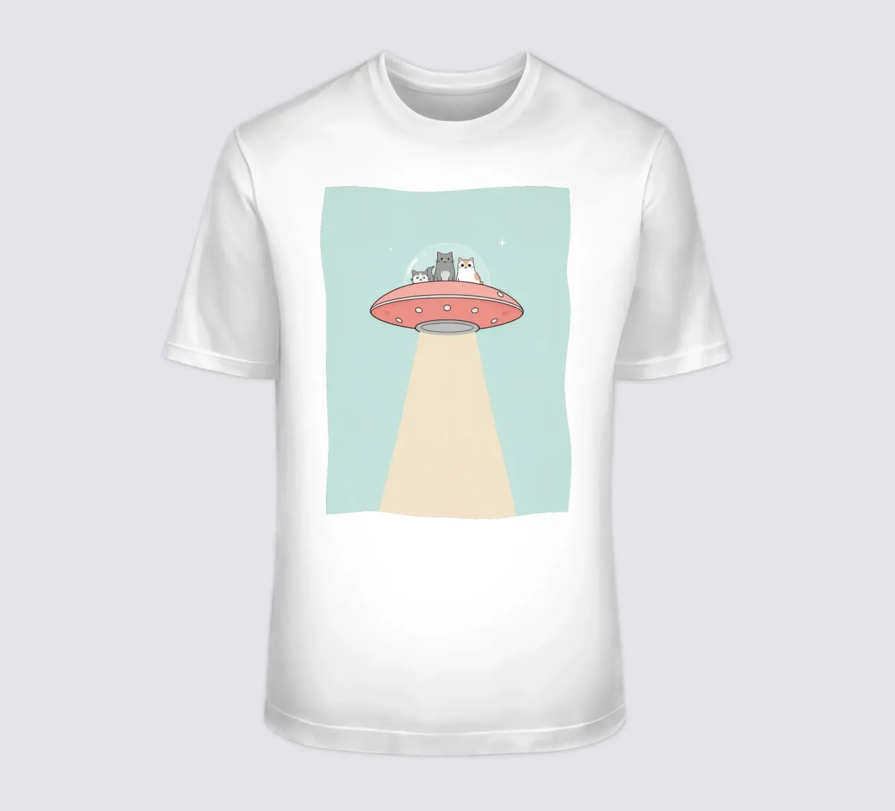 Gatti carini in rosa UFO con fascio di luce t-shirt da DesignDoodle