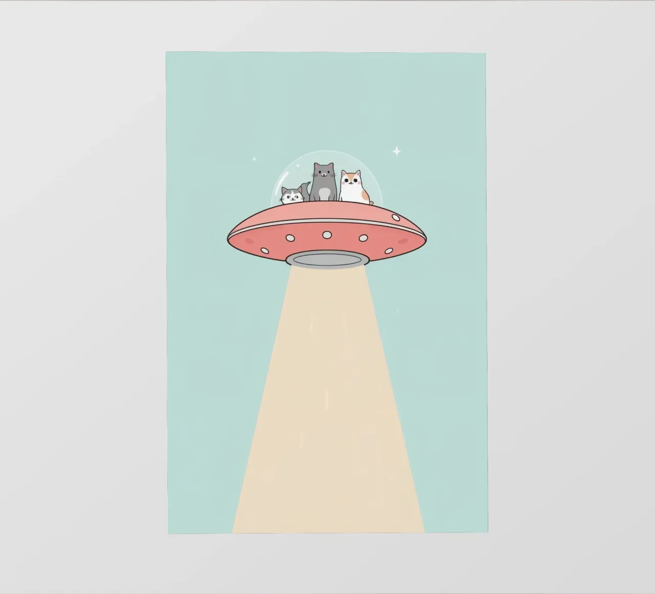 Gatti carini in rosa UFO con fascio di luce pellicola backlit da DesignDoodle