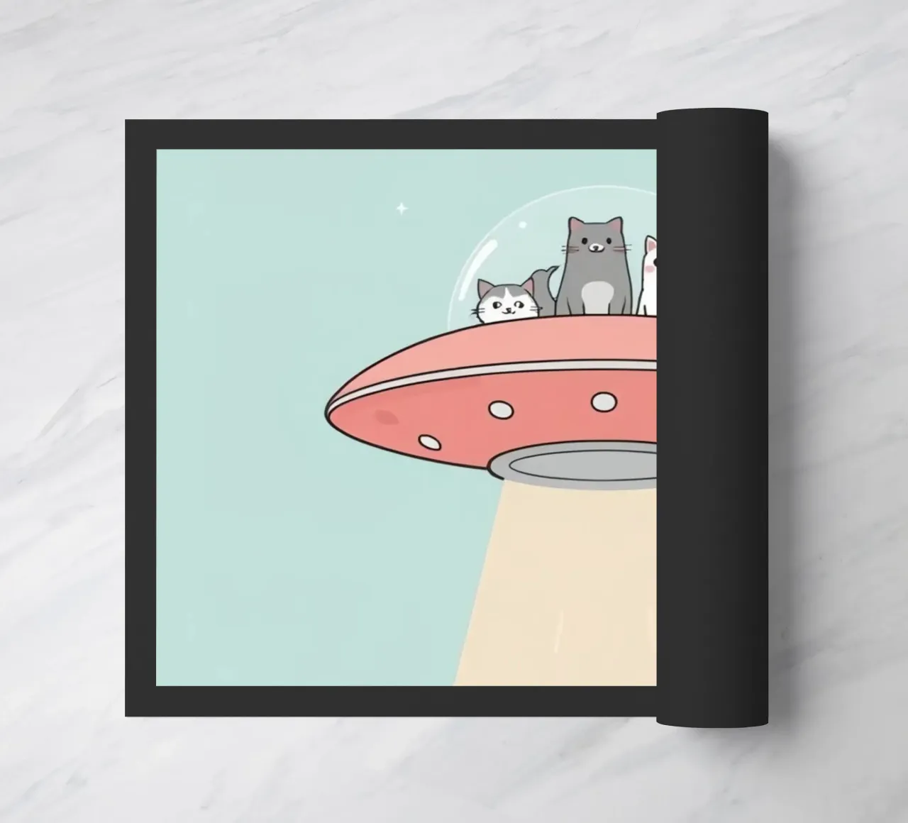 Gatti carini in rosa UFO con fascio di luce zerbino da DesignDoodle