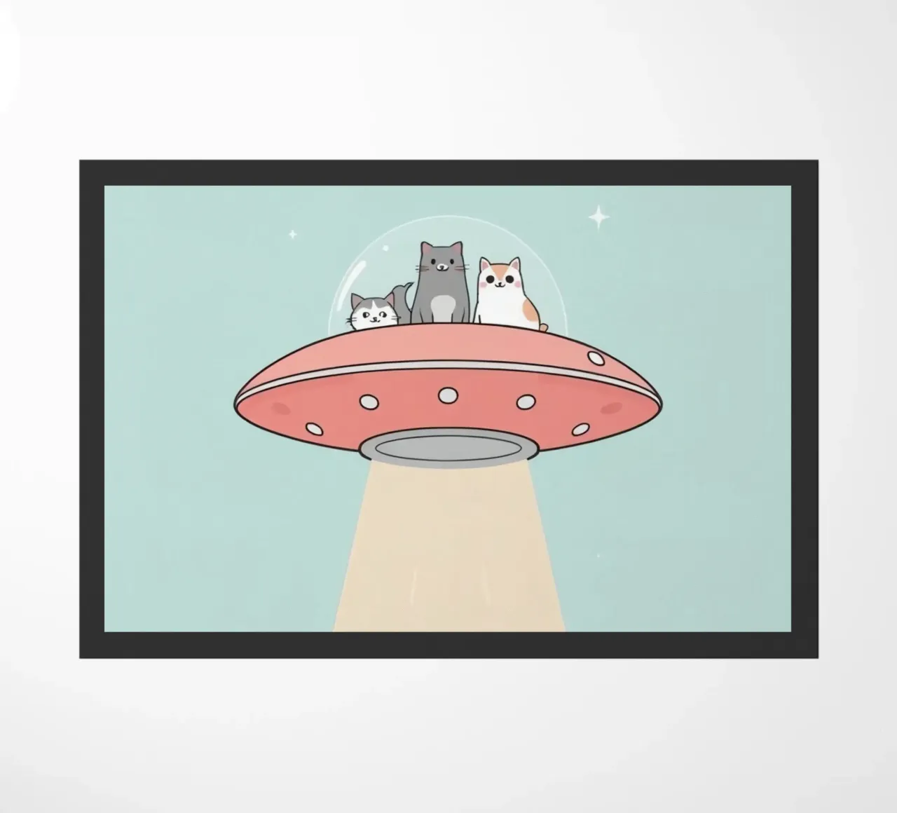 Gatti carini in rosa UFO con fascio di luce zerbino da DesignDoodle