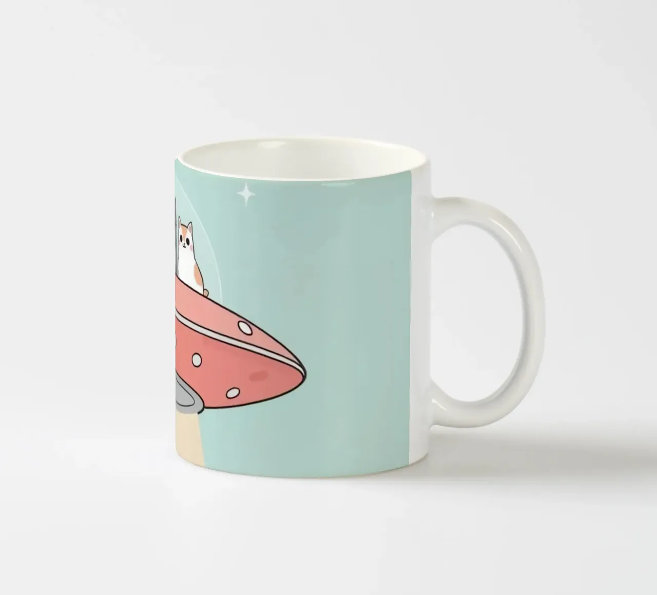 Gatti carini in rosa UFO con fascio di luce tazza in ceramica da DesignDoodle