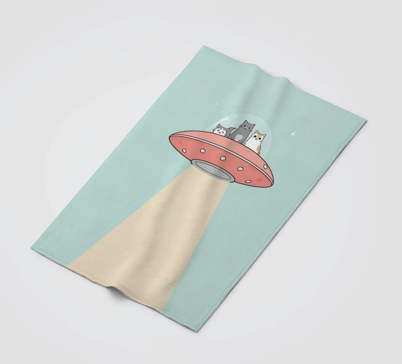 Gatti carini in rosa UFO con fascio di luce coperta in pile da DesignDoodle