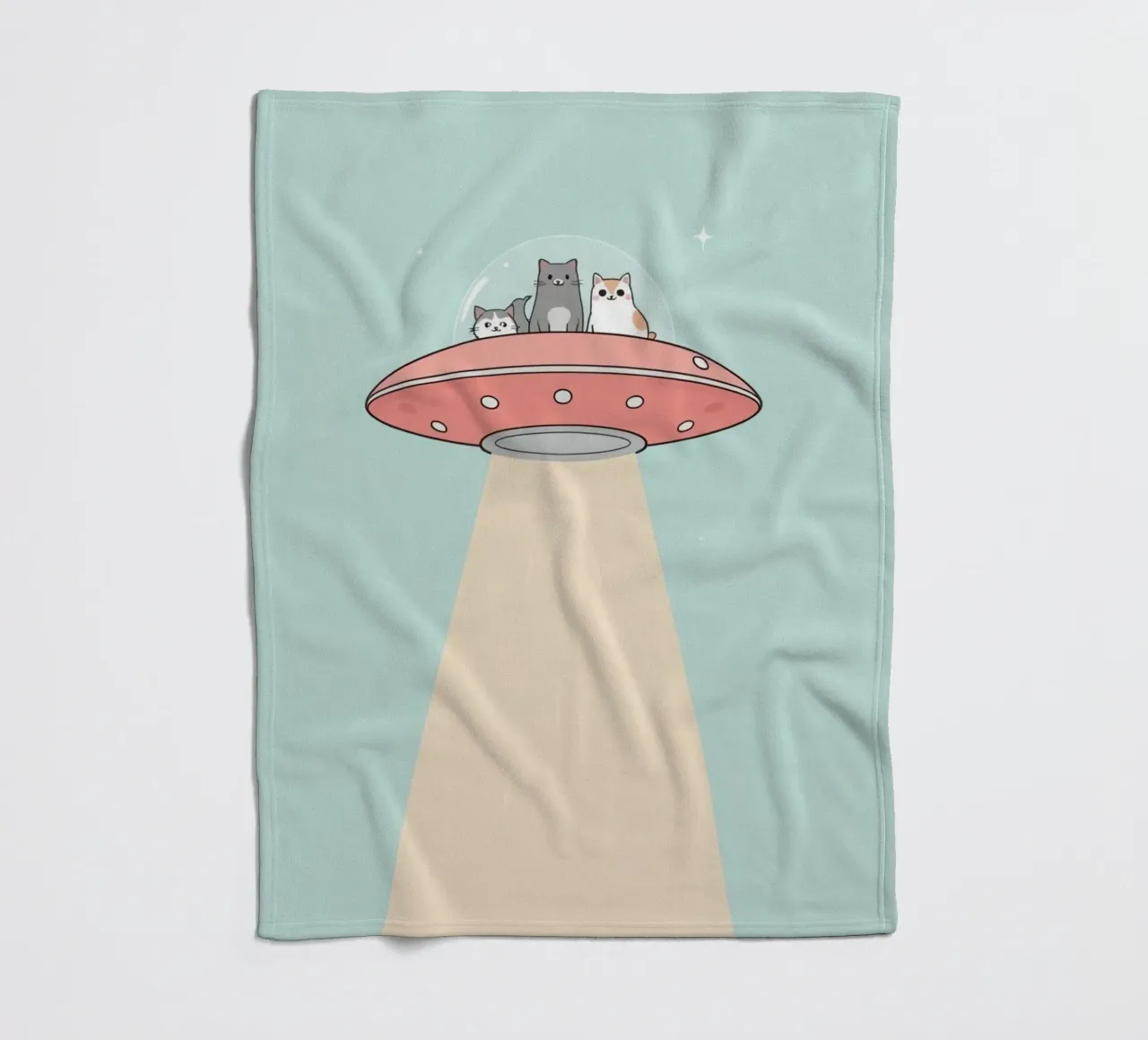 Gatti carini in rosa UFO con fascio di luce coperta in pile da DesignDoodle