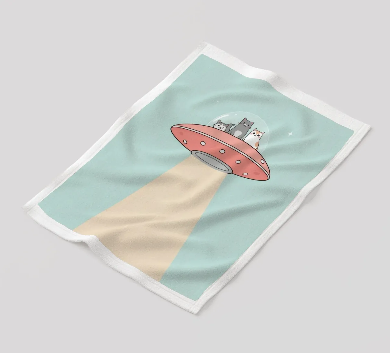 Gatti carini in rosa UFO con fascio di luce coperta in pile da DesignDoodle
