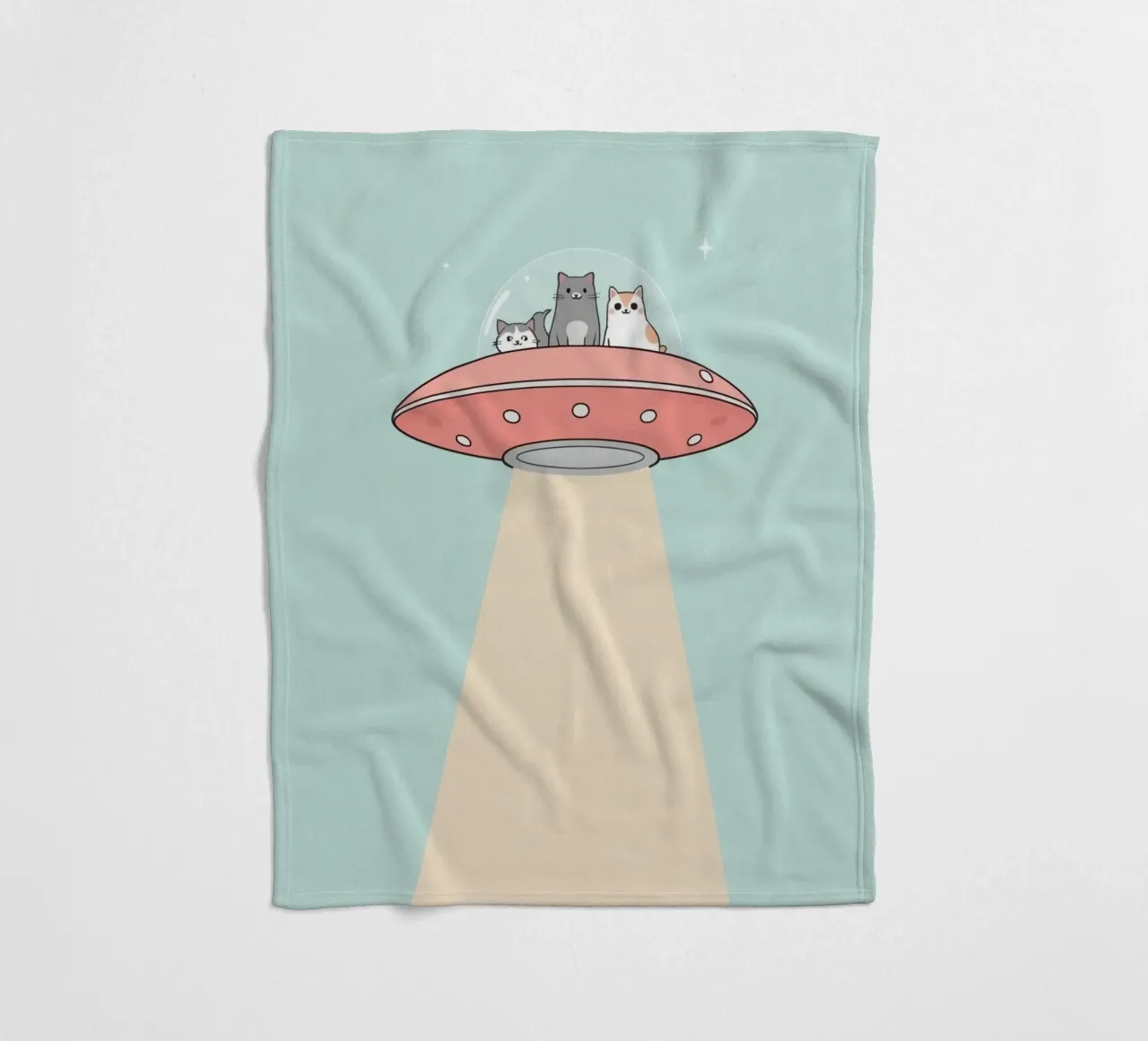 Gatti carini in rosa UFO con fascio di luce coperta in pile da DesignDoodle
