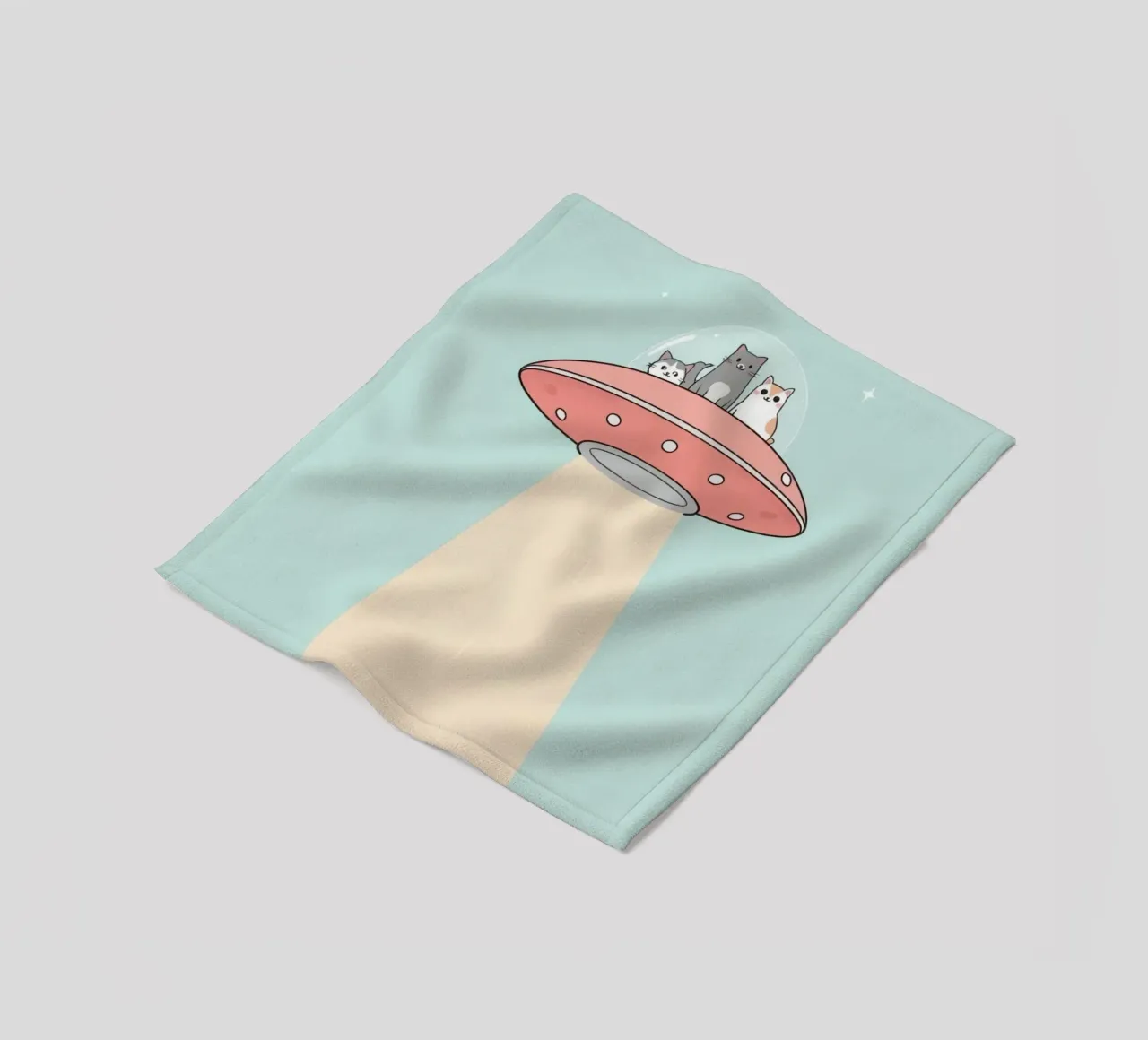 Gatti carini in rosa UFO con fascio di luce coperta in pile da DesignDoodle