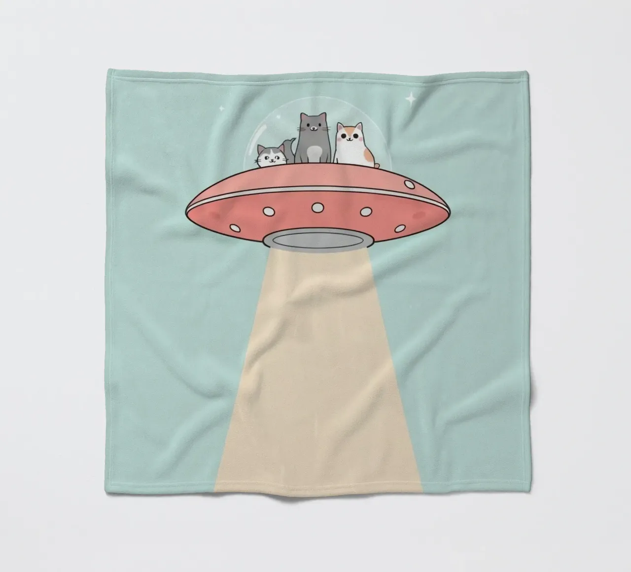 Gatti carini in rosa UFO con fascio di luce coperta in pile da DesignDoodle