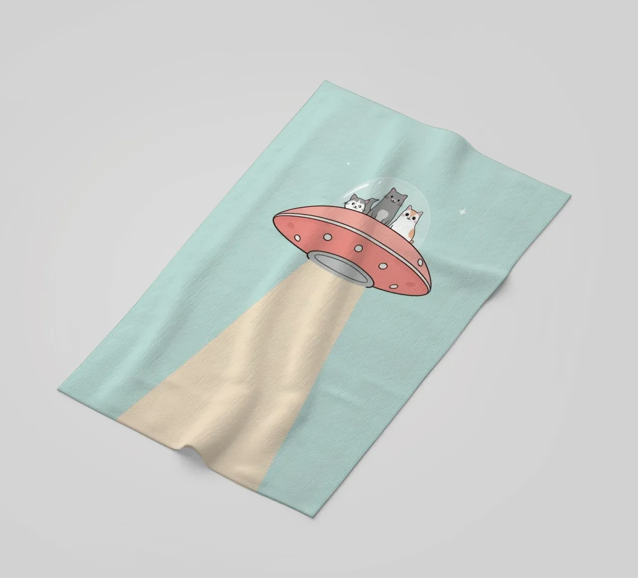 Gatti carini in rosa UFO con fascio di luce telo mare da DesignDoodle
