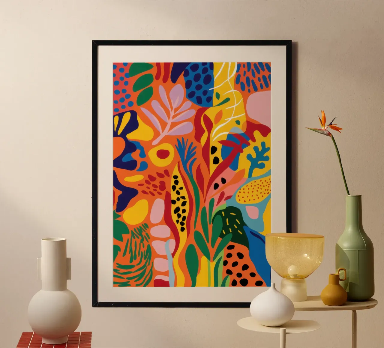 Carnevale caotico dei colori poster con telaio in plastica da Moon Revolver