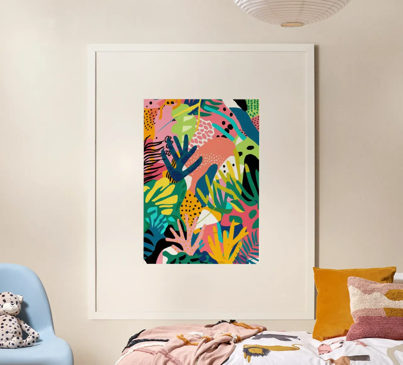 Scontro tra giungle cromatiche poster con telaio in legno da Enter Bloom