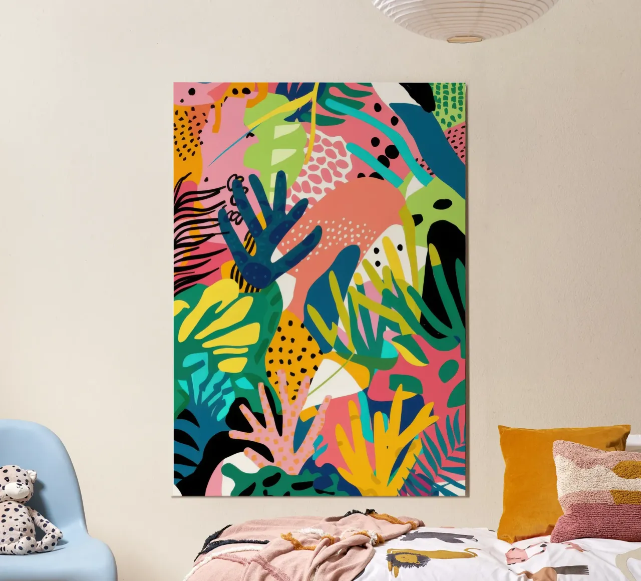 Scontro tra giungle cromatiche poster con telaio in legno da Enter Bloom