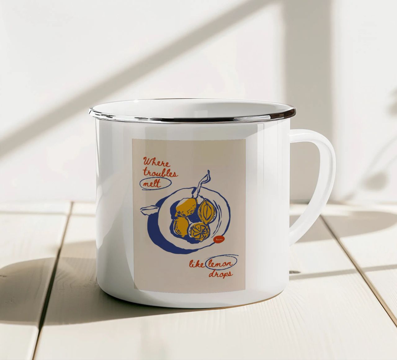 Boho Food 7 Lemon Drops tazza in smalto da Boho Print Collection