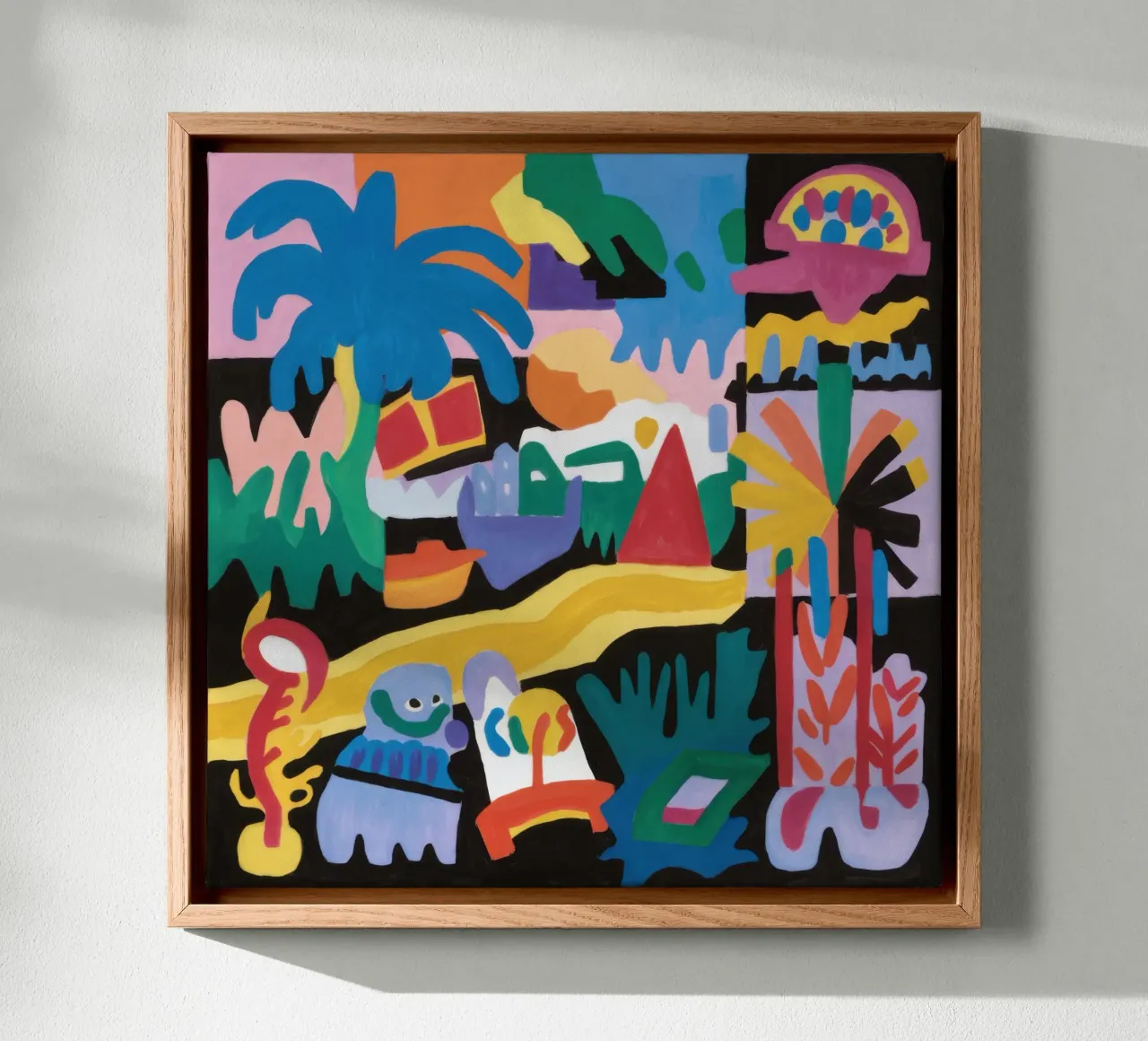 Abstract Tropical Playground canvas with Floater frame by Enter Bloom