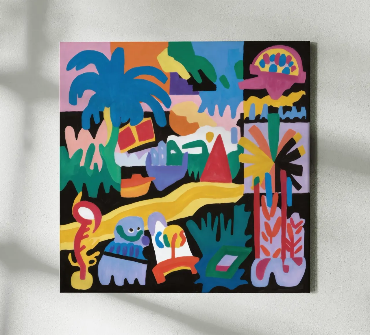 Abstract Tropical Playground canvas with Floater frame by Enter Bloom