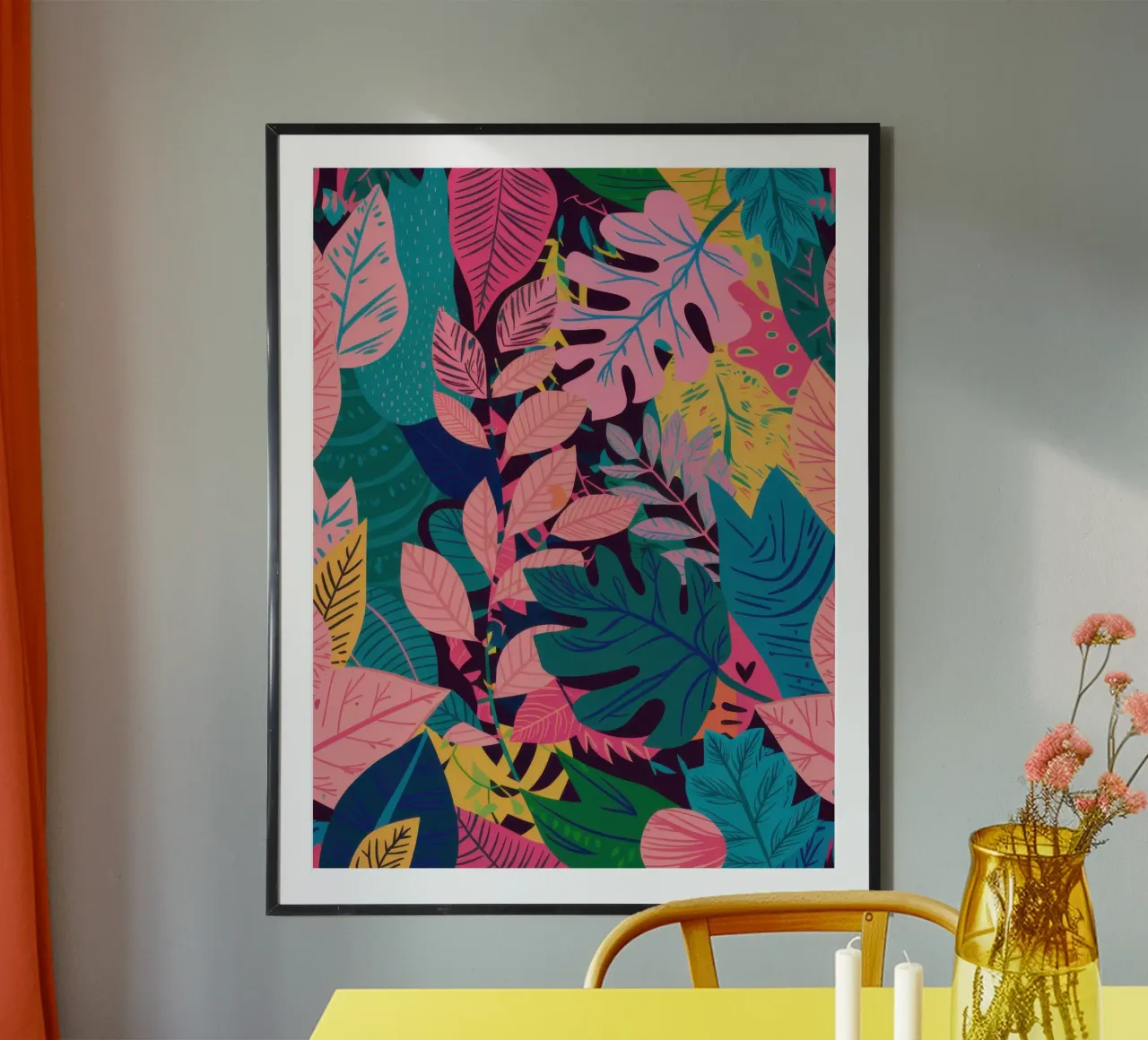 Foglie tropicali crepuscolari poster da Sure Paint