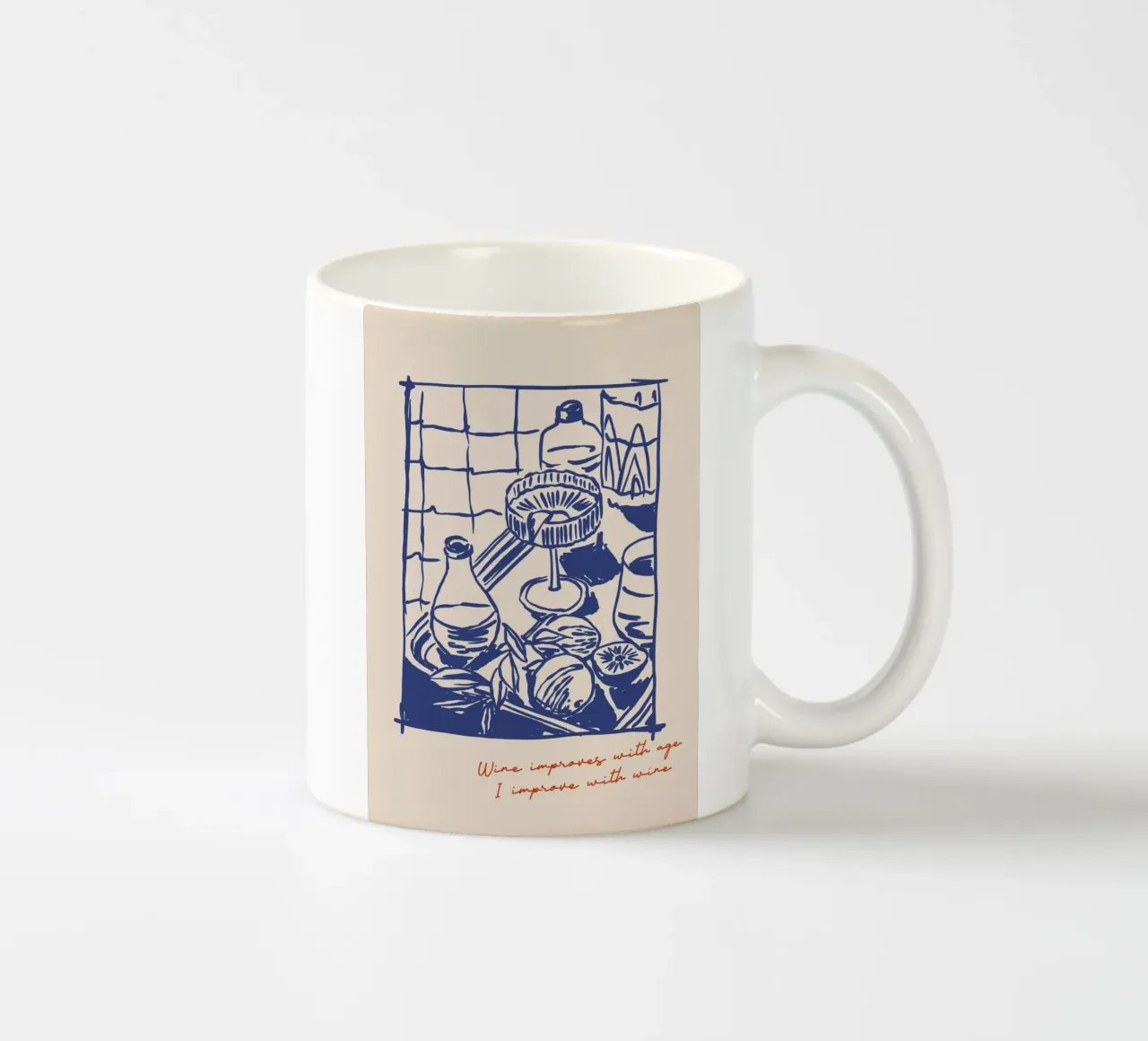 Boho Food 7 Wine Improves tazza in ceramica da Boho Print Collection