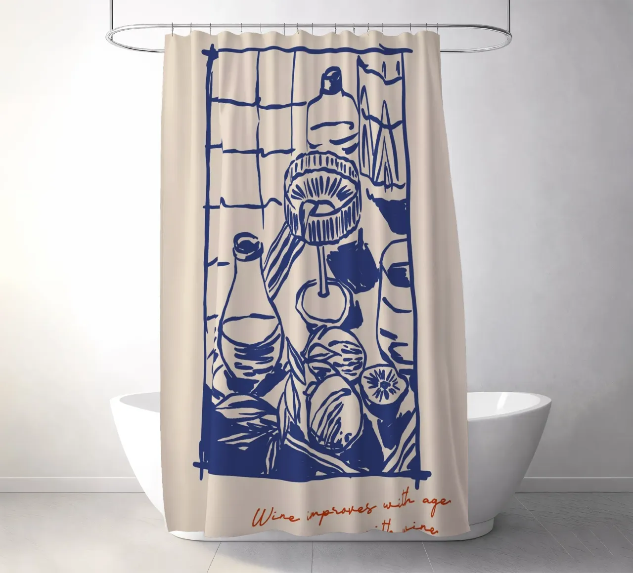 Boho Food 7 Wine Improves tenda da doccia da Boho Print Collection