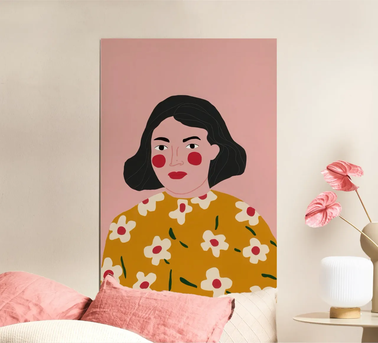 Camicetta floreale Serenity poster con telaio in legno da Enter Bloom