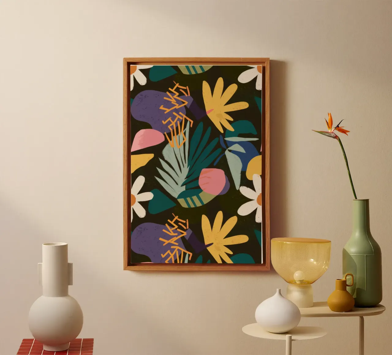 Moderner Mitternachtsgarten Leinwand mit Schattenfugenrahmen von Orchid Patina