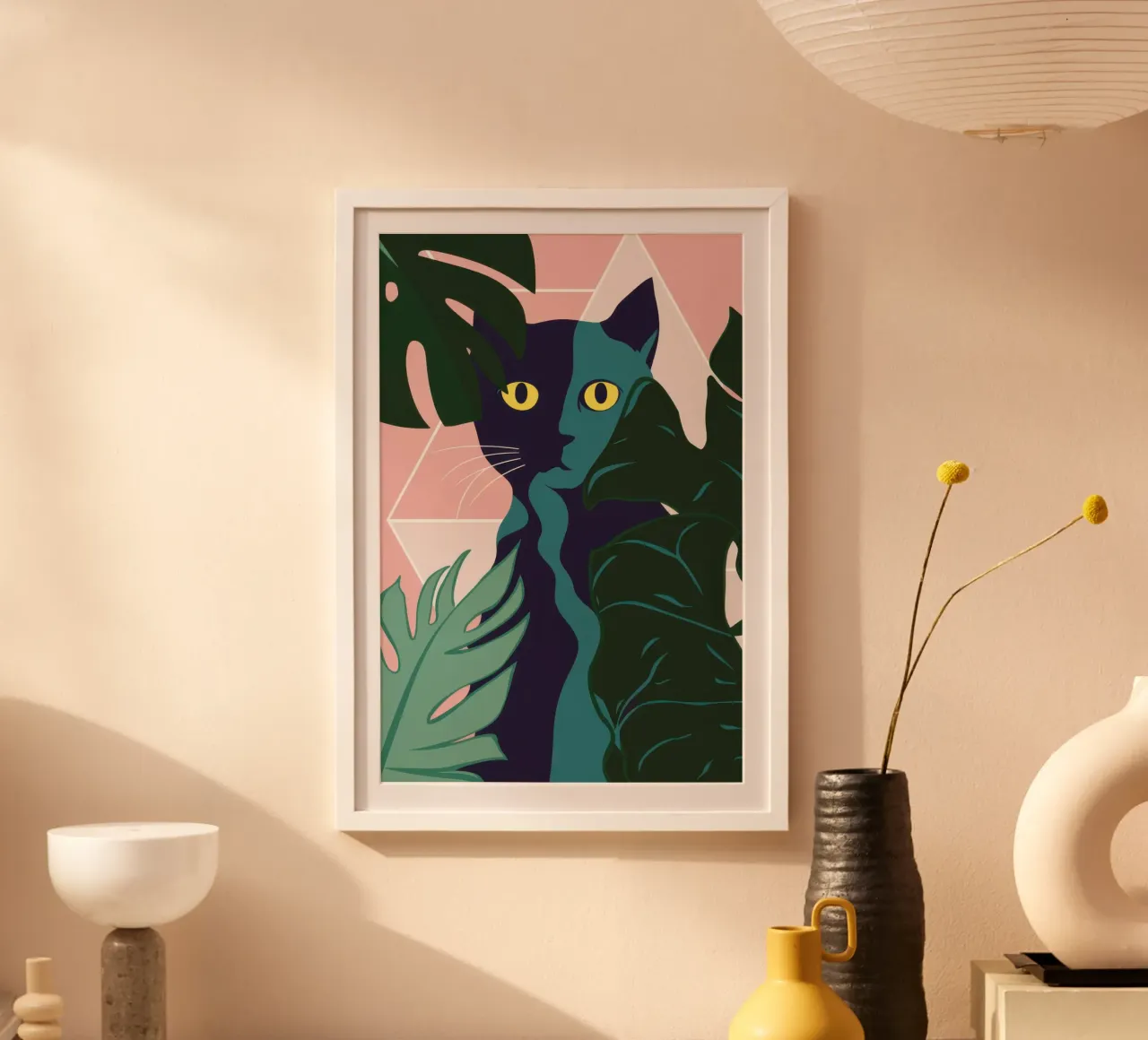 Gatto della giungla mimetico poster con telaio in alluminio da Orchid Patina