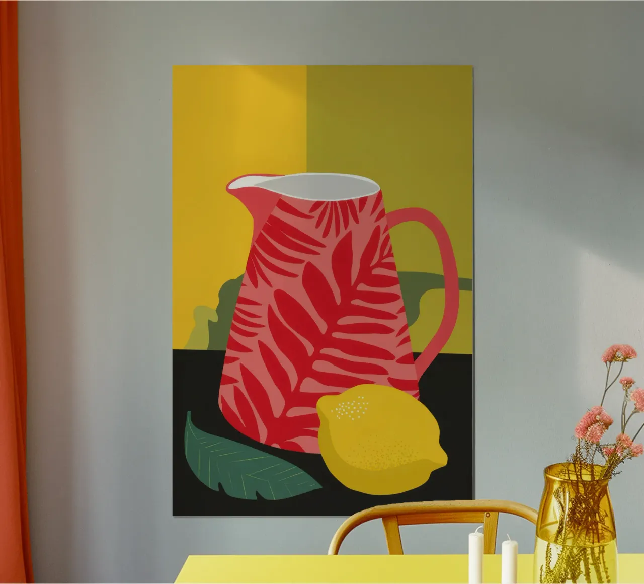 Brocca cremisi Immobile poster con telaio in legno da Frame Aura