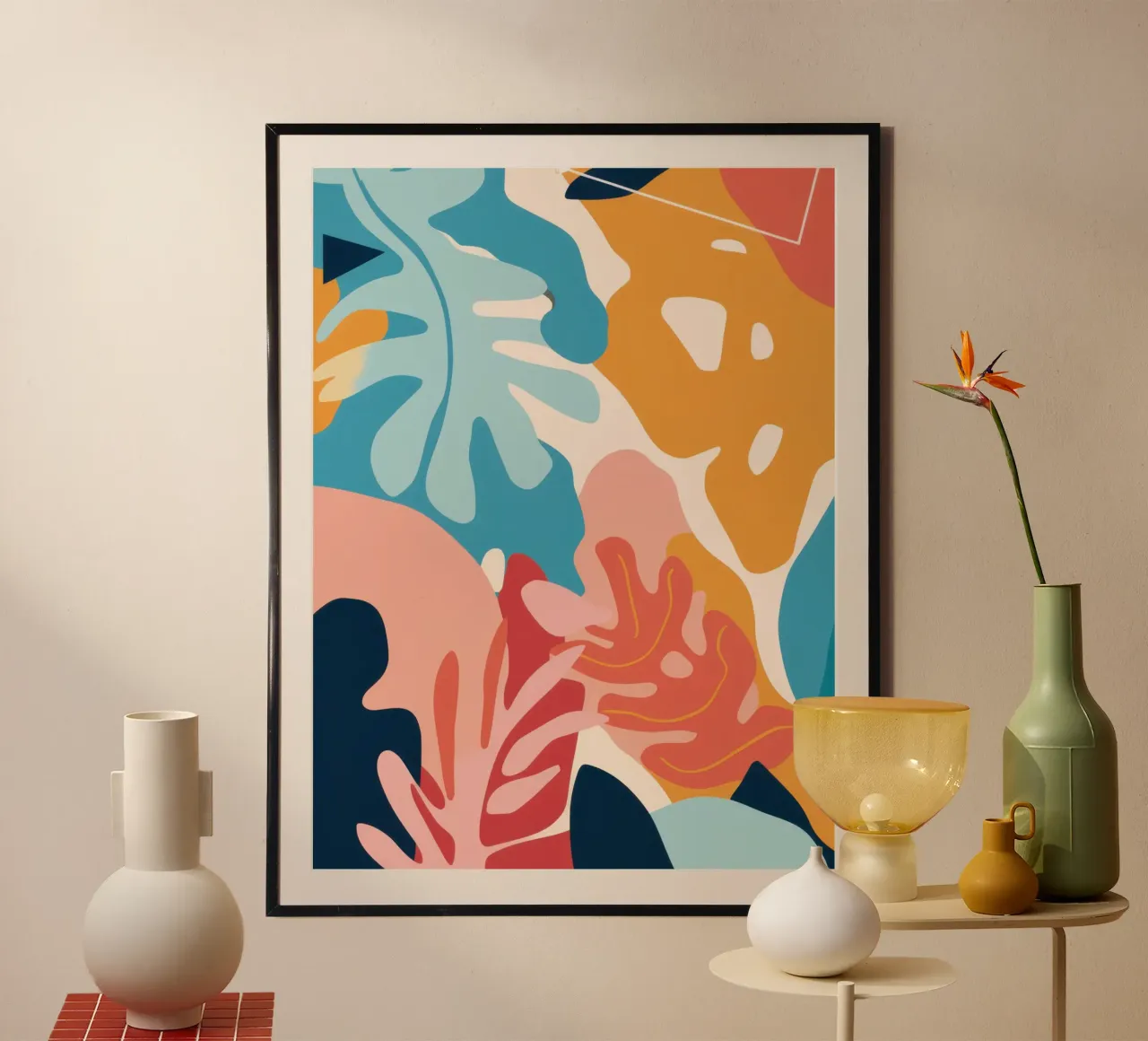 Calda armonia tropicale poster con telaio in alluminio da Orchid Patina