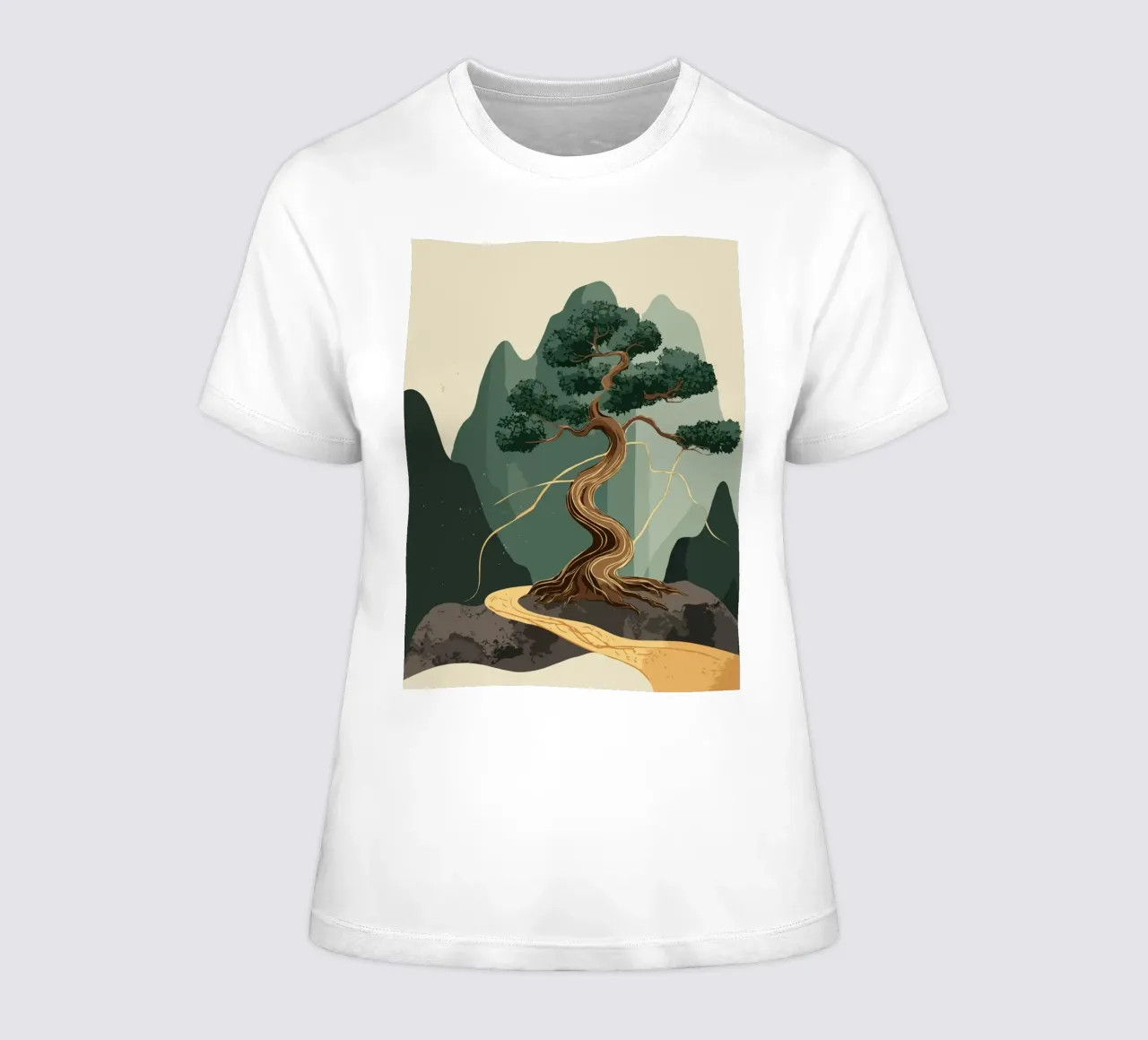 golden bonsai women's fitted t-shirt by edsonramosart