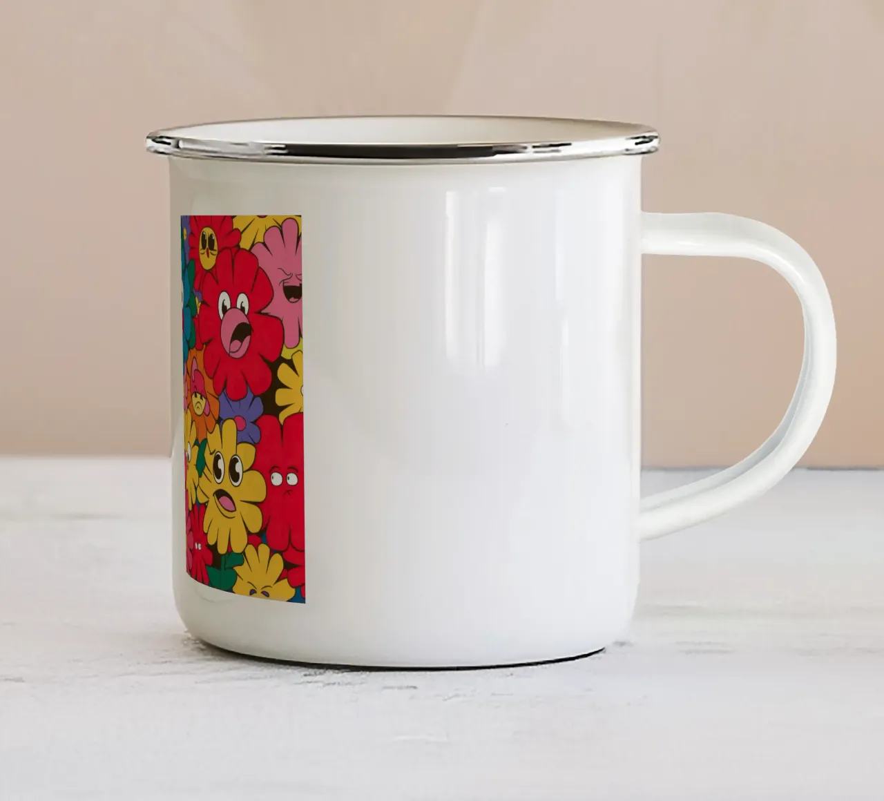 Fiori smile psichedelici tazza in smalto da Frame Aura