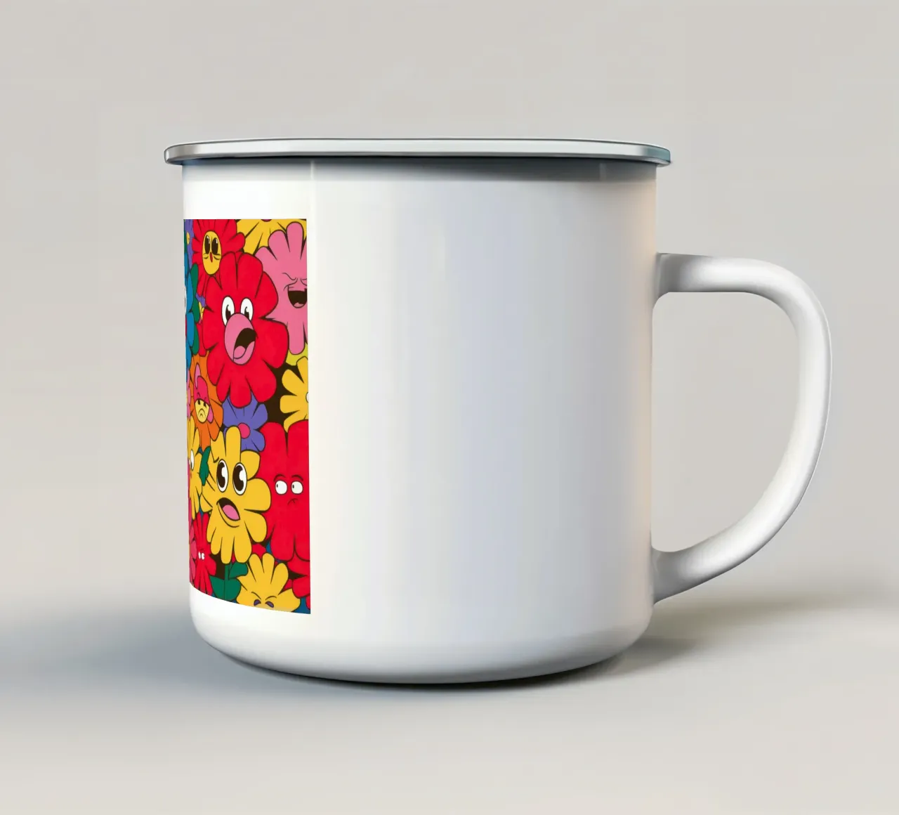 Fiori smile psichedelici tazza in smalto da Frame Aura