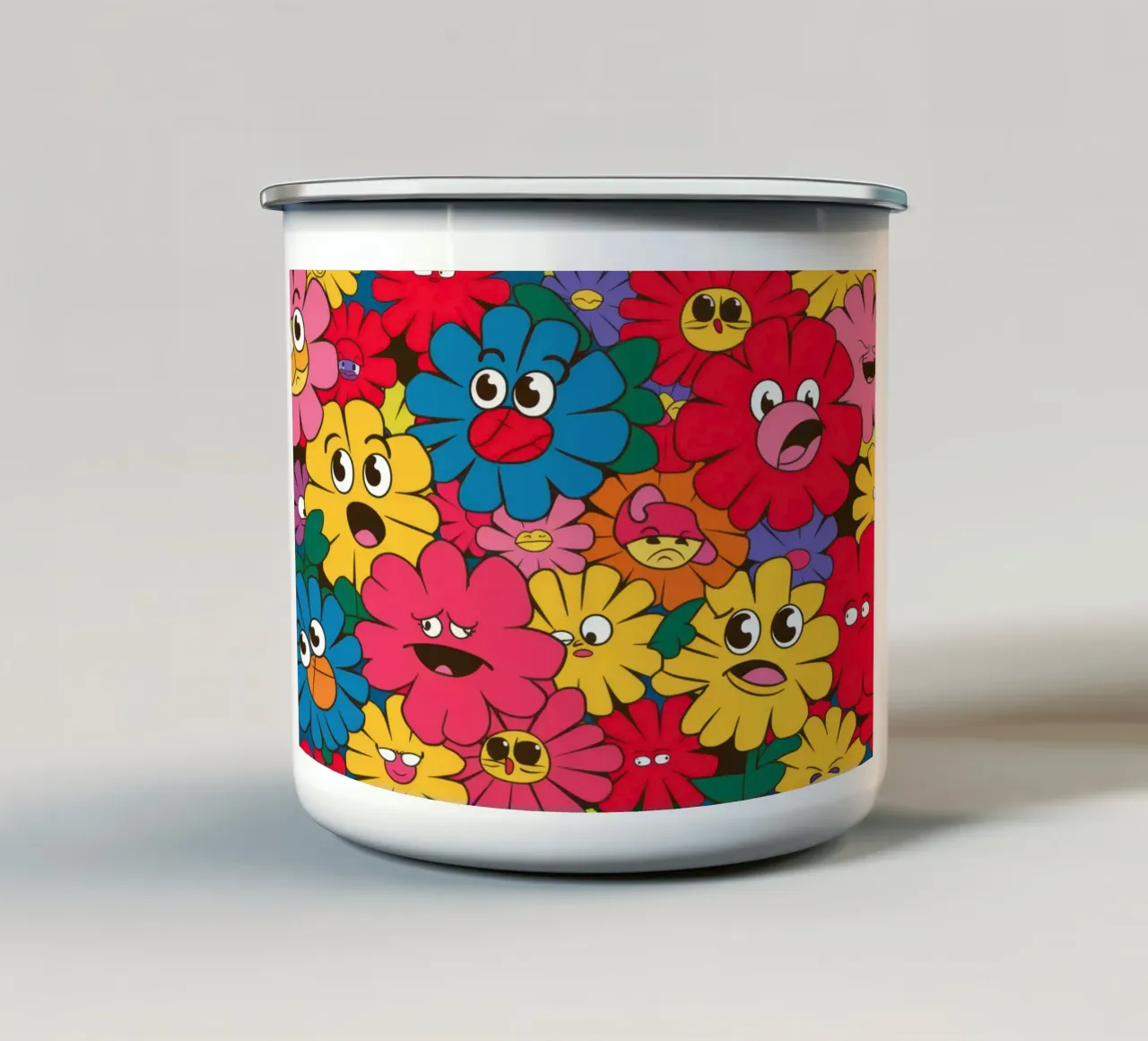 Fiori smile psichedelici tazza in smalto da Frame Aura