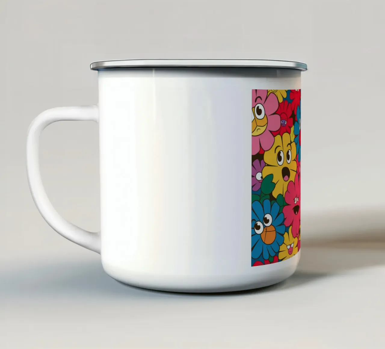 Fiori smile psichedelici tazza in smalto da Frame Aura