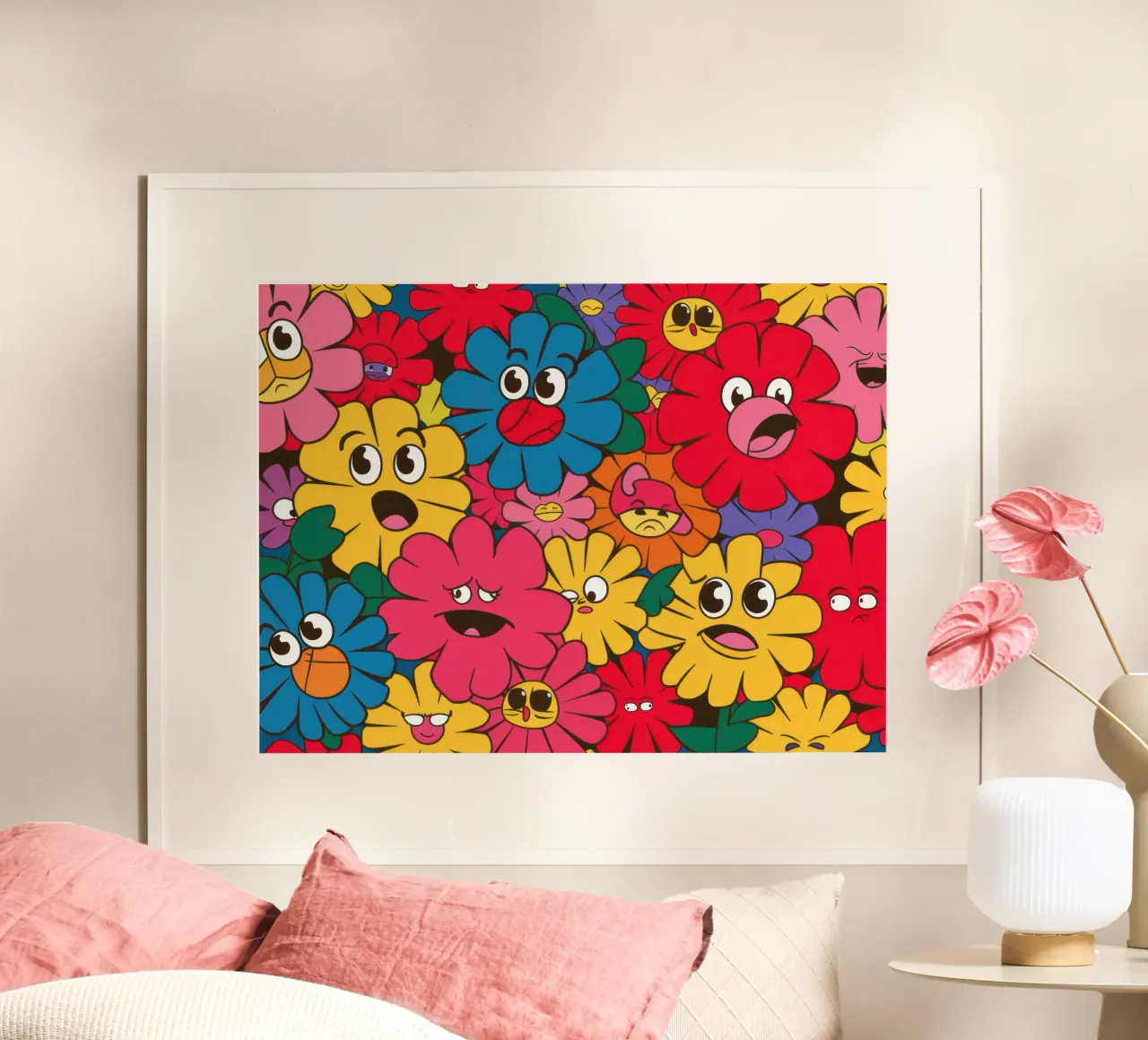 Fiori smile psichedelici poster da Frame Aura