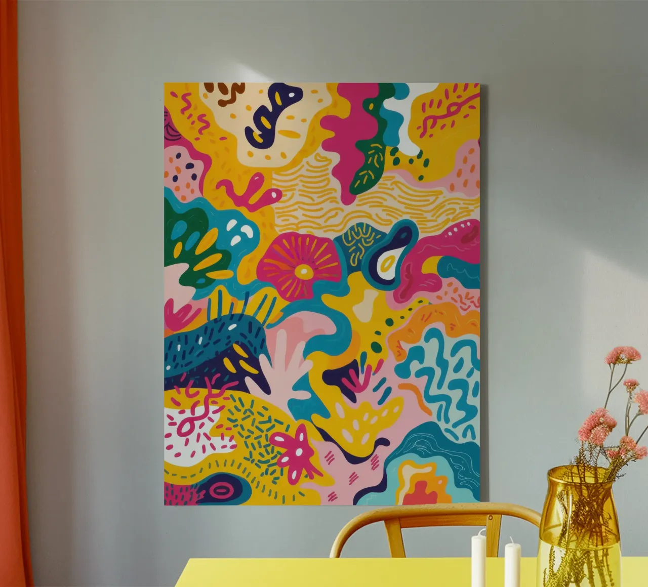 Fröhliche Doodle-Explosion Leinwand mit Schattenfugenrahmen von Sure Paint