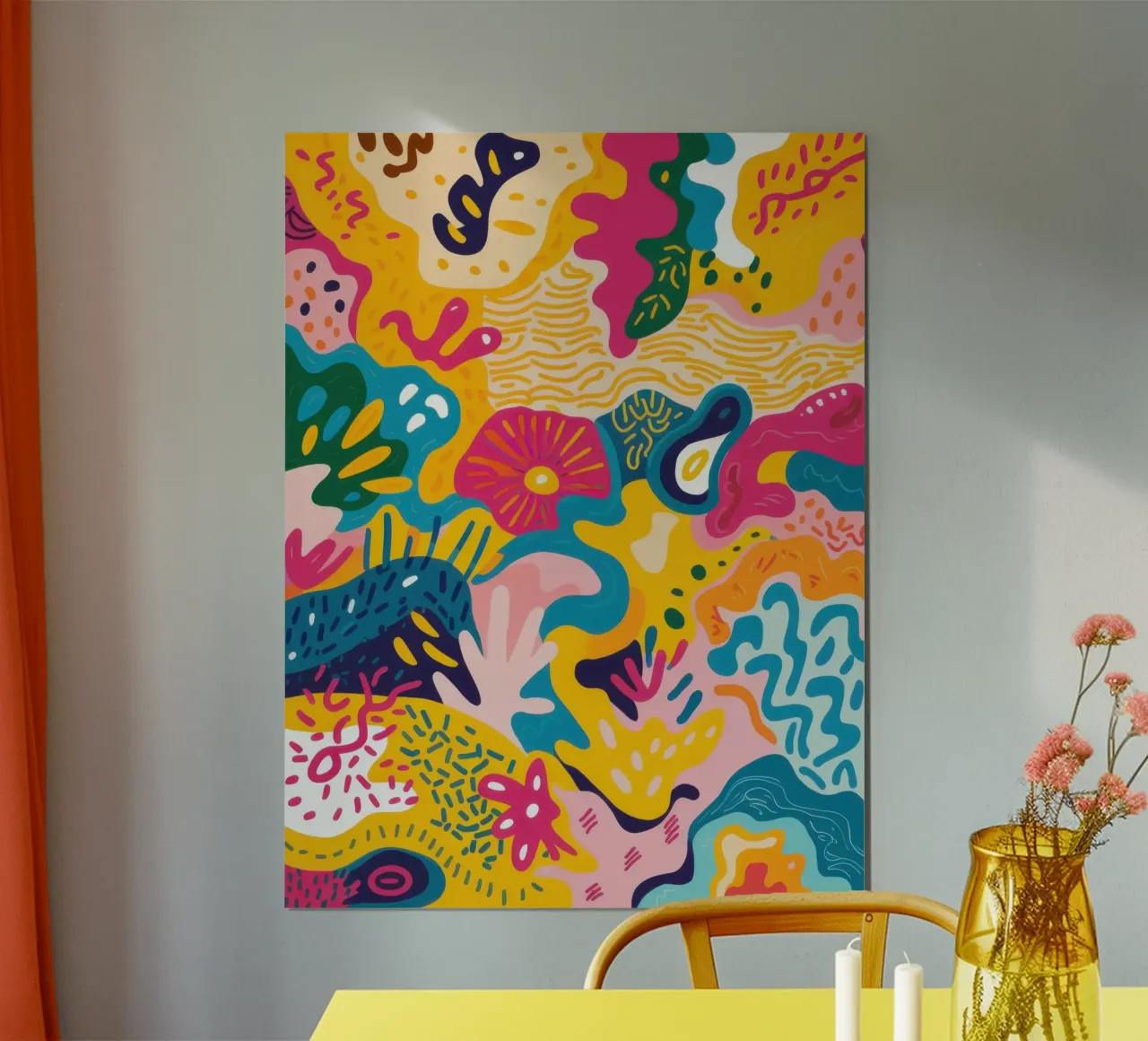 Esplosione di scarabocchi gioiosi poster con telaio in plastica da Sure Paint