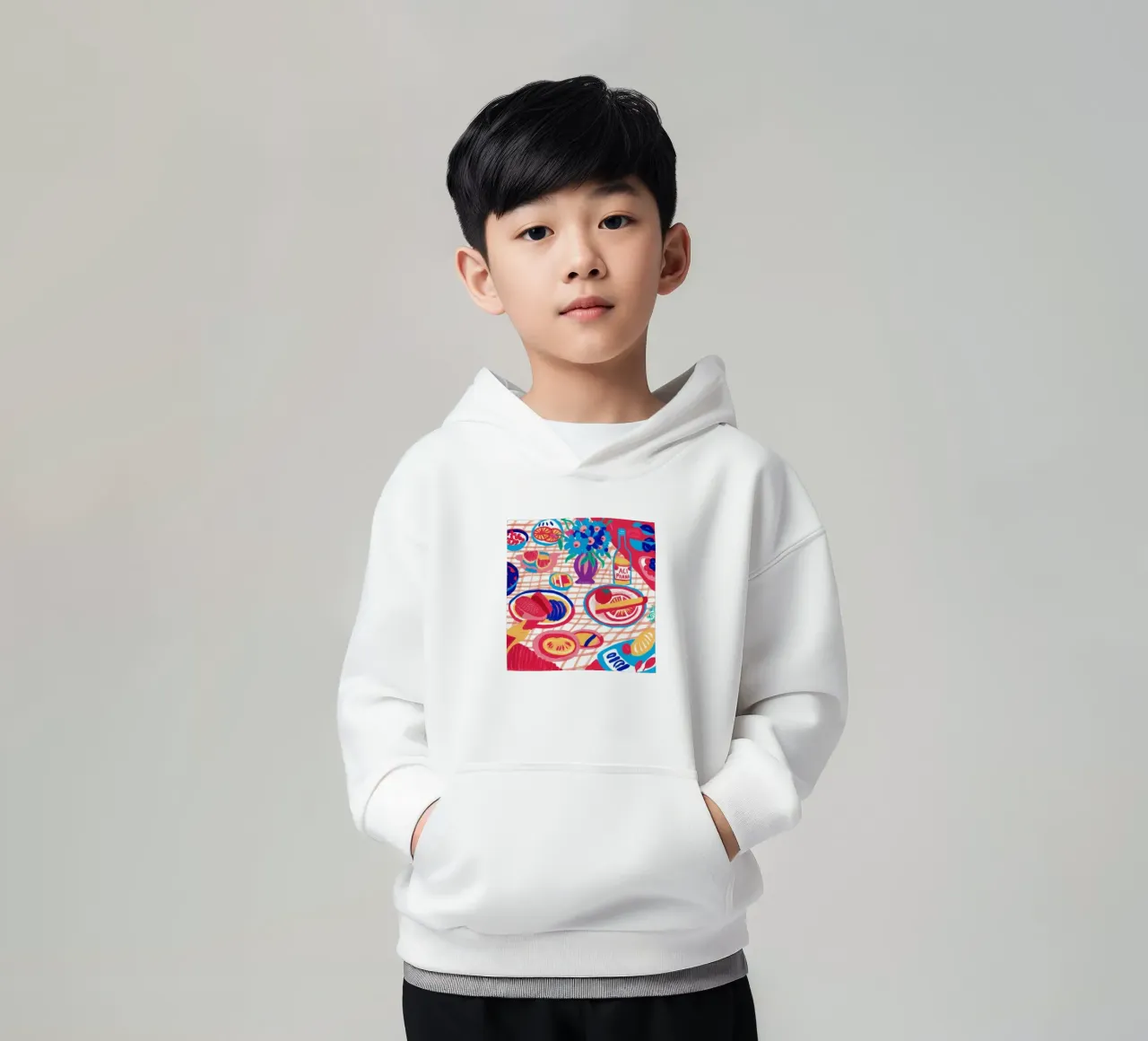 Diffusione astratta del picnic felpa bambino con cappuccio da Frame Aura