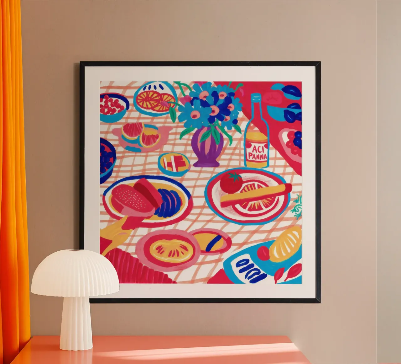 Diffusione astratta del picnic poster con telaio in legno da Frame Aura